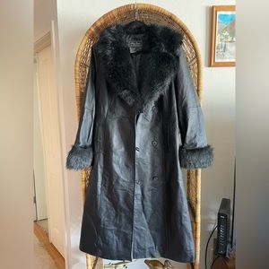 Vintage Terry Lewis trench coat with faux fur trim